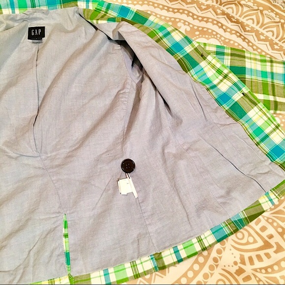 🦋Vintage Gap Turquoise & Green Plaid Blazer (6)🦋 - Picture 3 of 7